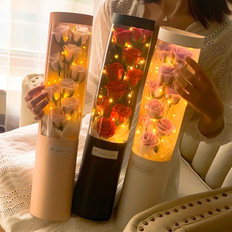 💐🌹 ROSAS DE JABON CON LUCES🌹
