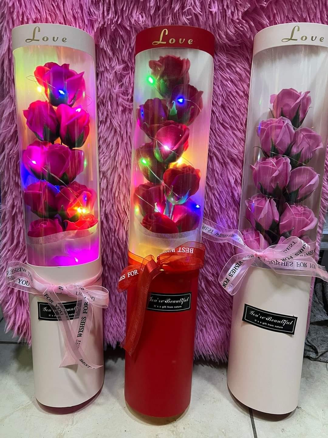 💐🌹 ROSAS DE JABON CON LUCES🌹
