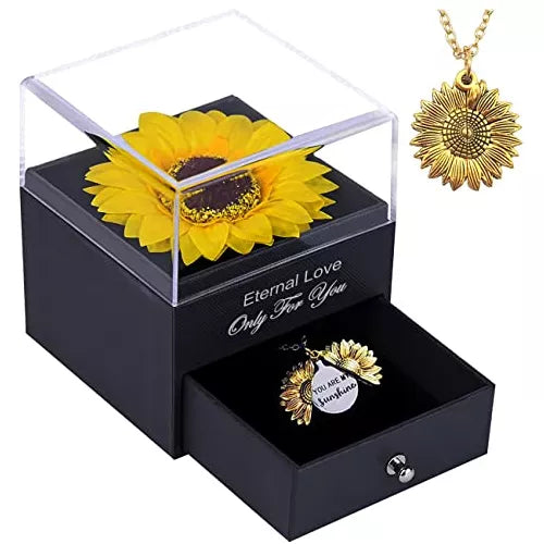 CAJA DE ROSA ETERNA + COLLAR