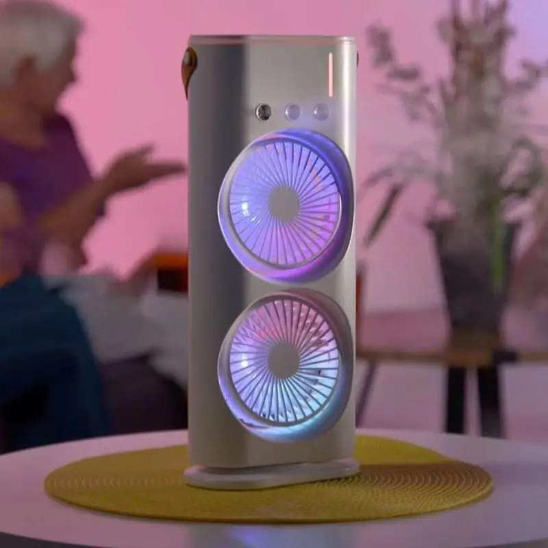 VENTILADOR PORTÁTIL DE DOBLE EXTREMO CON ENFRIADOR USB RECARGABLE MINI VENTILADOR