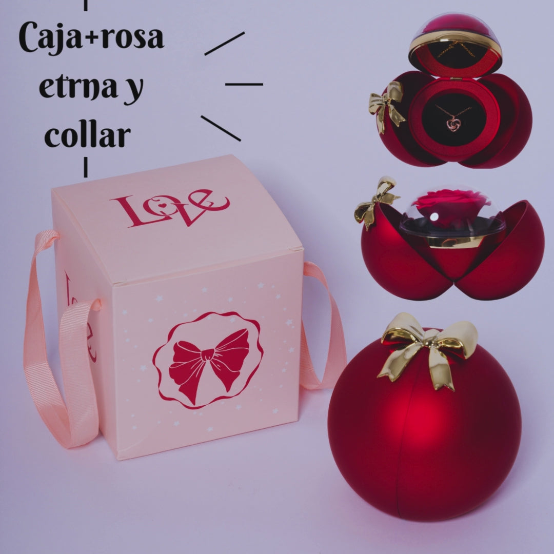 CAJA CON ROSA + COLLAR